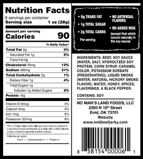 No Mans Land beef jerky on-the-go snack for travel and workouts.