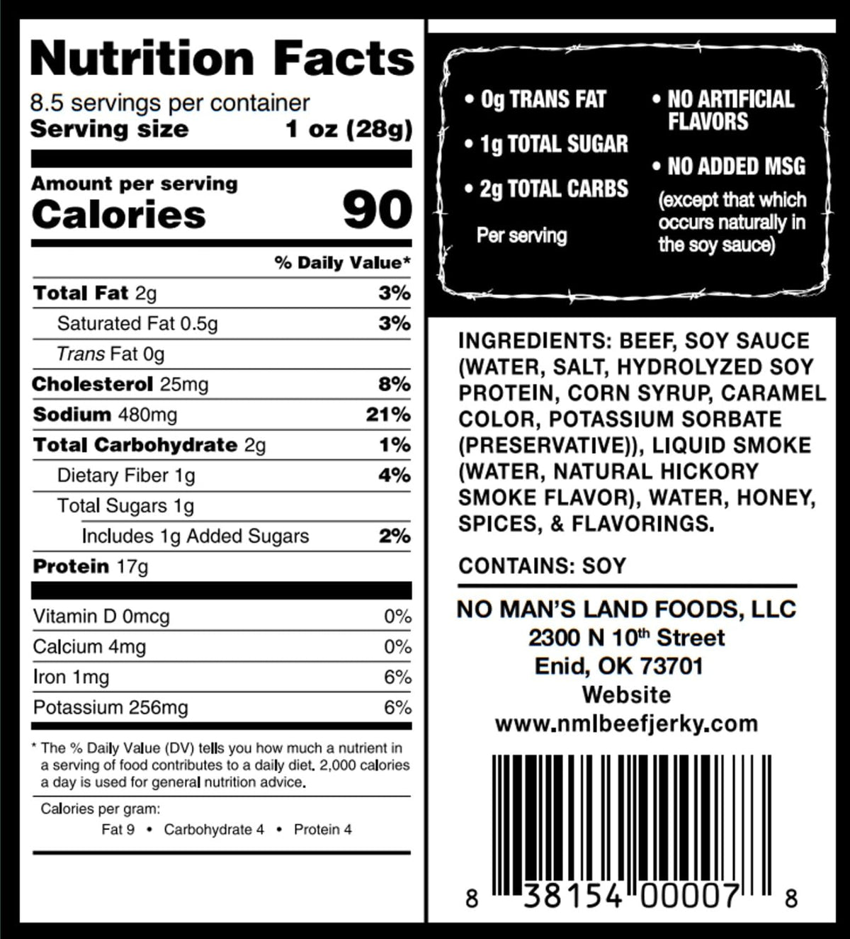 No Mans Land mild jerky served on plate as a protein-rich snack