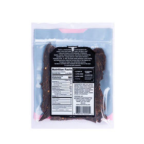 No Mans Land jerky texture close-up—lean, protein-rich beef.