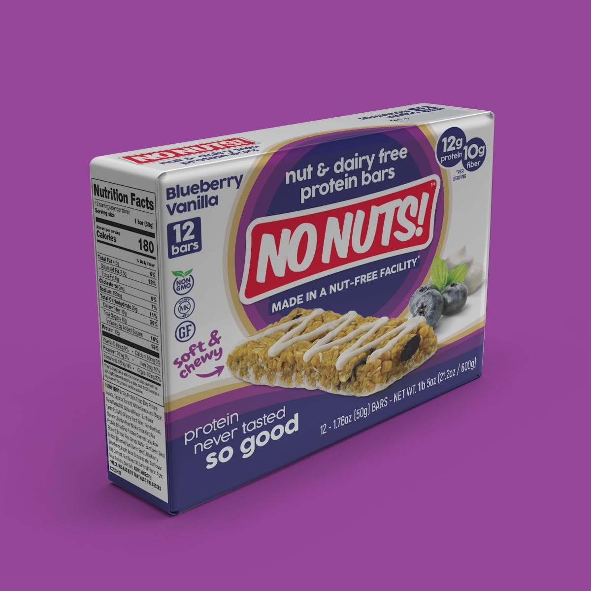 No Nuts! Blueberry & Vanilla bar with kosher and vegan certifications