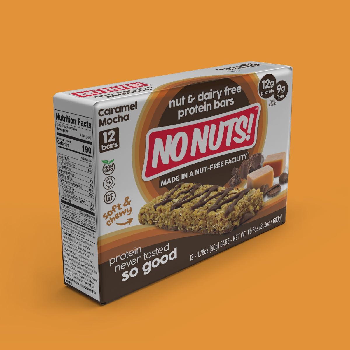 Ingredient glance of No Nuts Caramel Mocha bar with plant protein