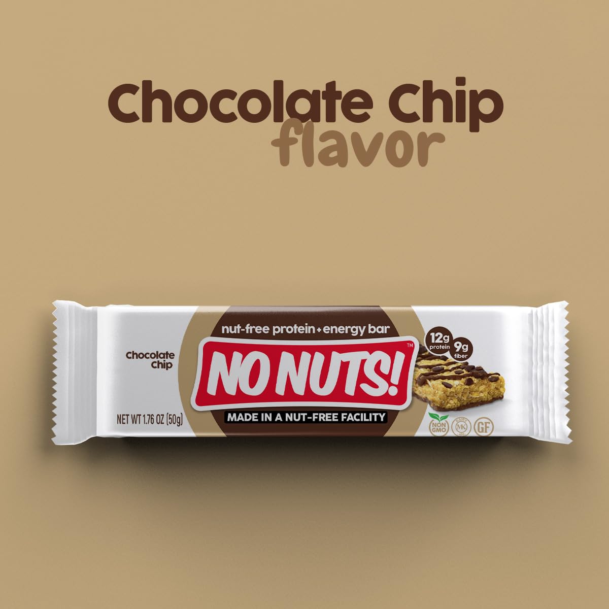 Kosher and Non-GMO labels on No Nuts wrapper