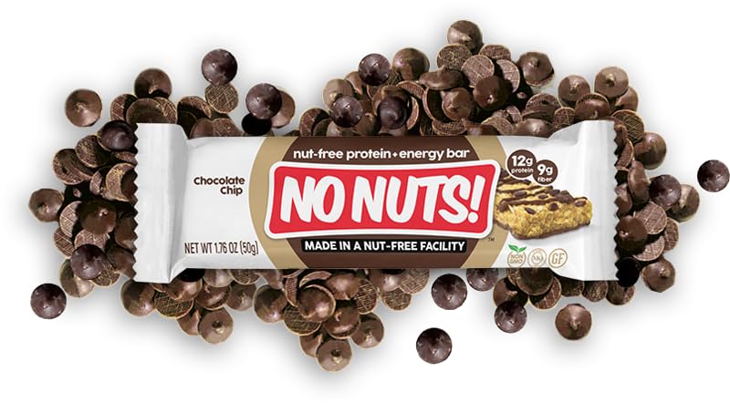 No Nuts! bar unwrapped showing chewy texture and chocolate chips