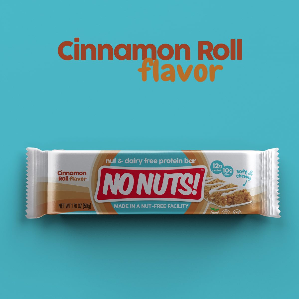 No Nuts! Cinnamon Roll bar Subscribe & Save message invites monthly flavor variety.