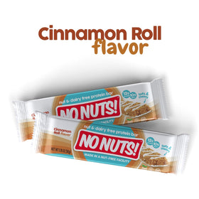 No Nuts! Cinnamon Roll bar texture close-up highlights chewy bite and flavor.