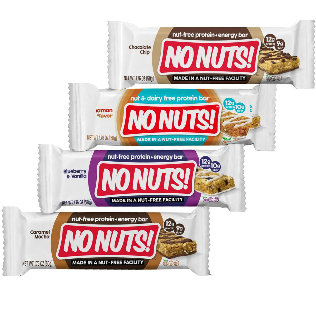 No Nuts protein bar chocolate chip close up for nut free indulgence