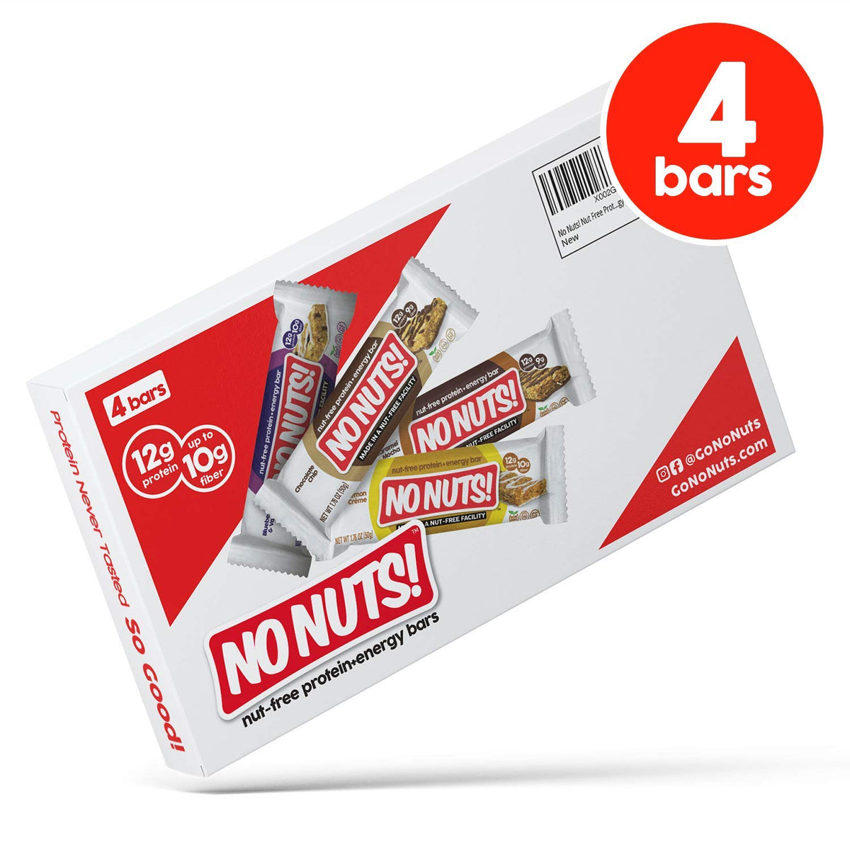 No Nuts cinnamon roll bar on plate emphasizes plant based protein