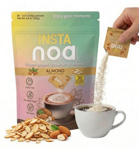 NOA Powder Coffee Creamer packaging highlights plant-based dairy-free formula