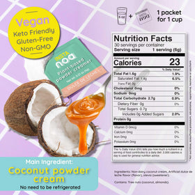 NOA Powder Coffee Creamer being poured into a cup, showcasing keto-friendly dairy-free option.