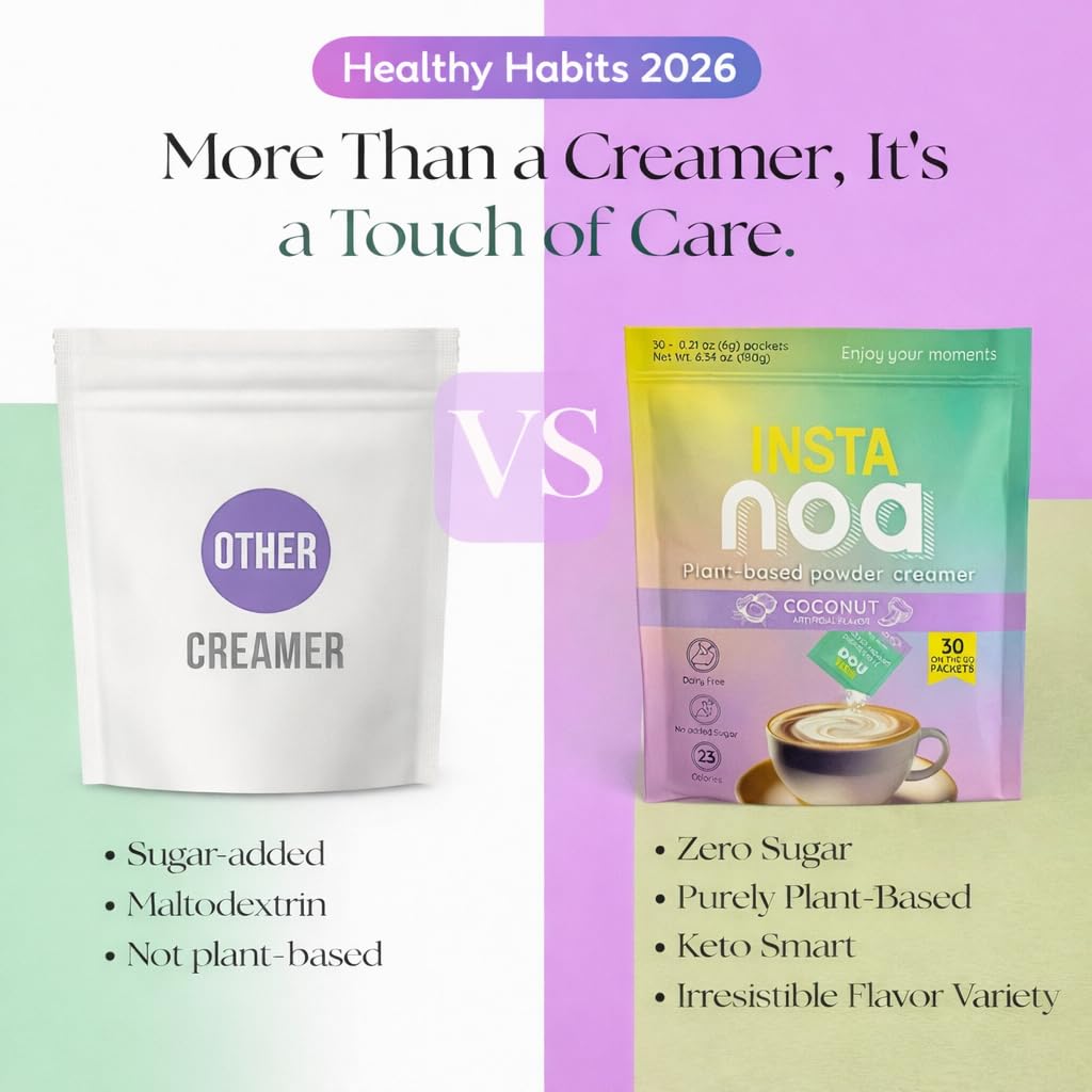 NOA creamer in cup highlights creamy, sugar-free finish