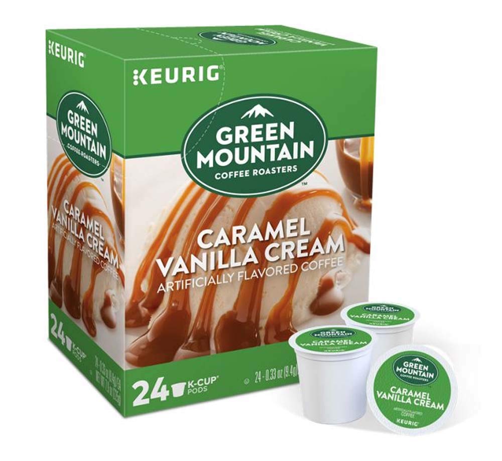 NOASR Keurig pods in Green Mountain Caramel Vanilla Cream, 24-count, for quick single-serve coffee