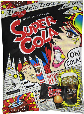 Nobel Super Cola Candy sparkling coating and fizzy center offering a refreshing cola experience