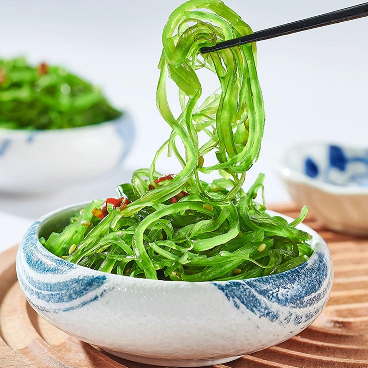 Noble Createaprototype seaweed salad texture close-up showing crisp wakame.