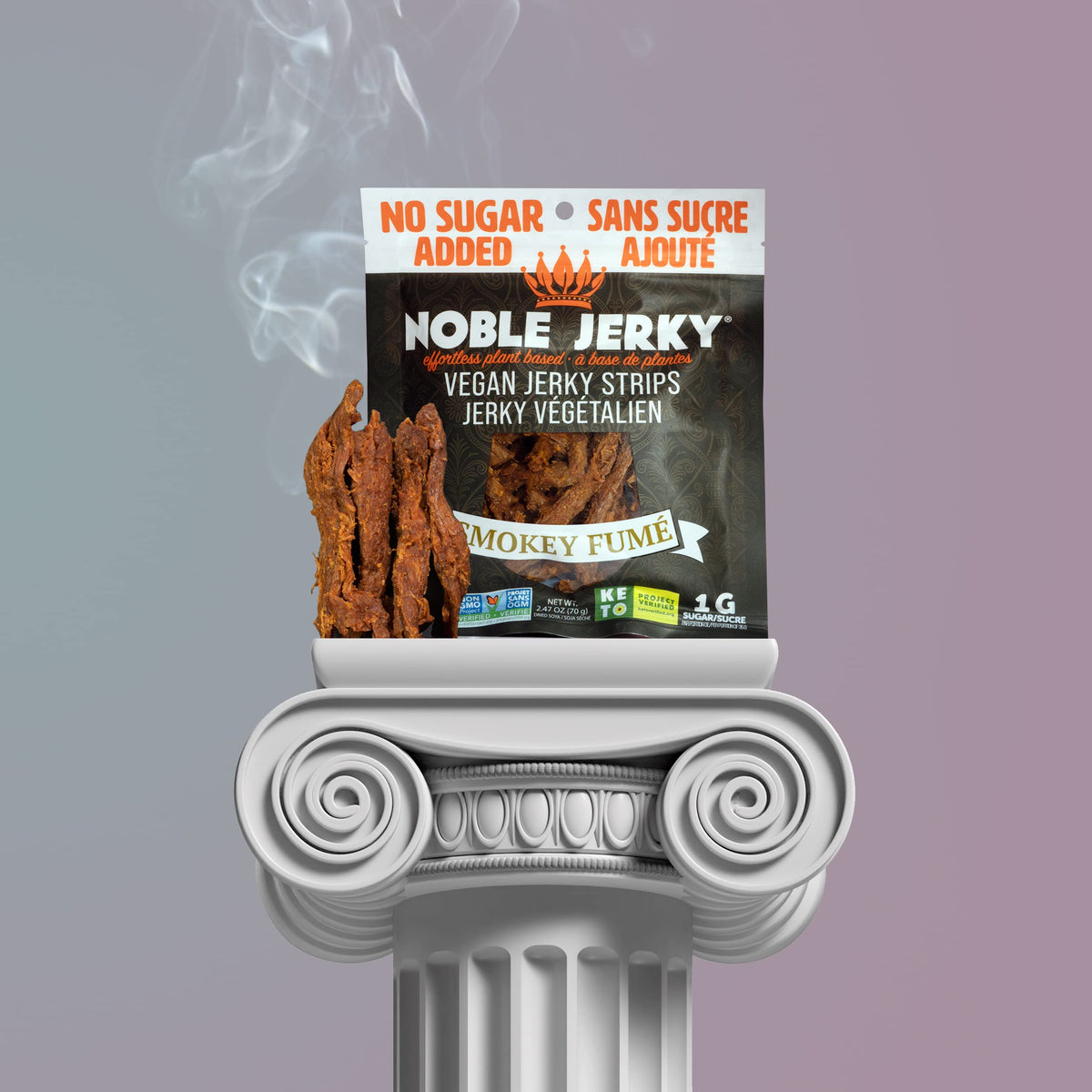 Noble Jerky non-GMO label signals clean plant-based ingredients