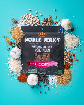 Noble Jerky plant-based jerky offers convenient, cholesterol-free protein for workouts and travel.