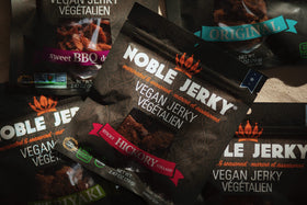 Noble Jerky natural plant-based protein with smoky aroma enhances snack time.