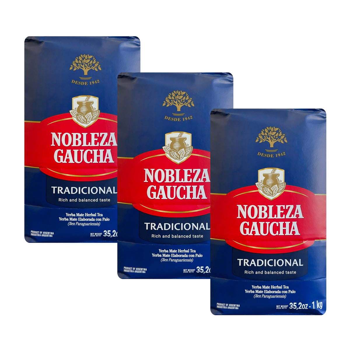 Nobleza Gaucha Yerba Mate loose-leaf tea, ready to brew, rich aroma.