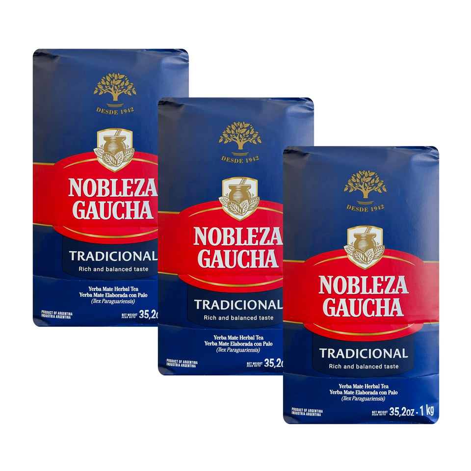 Nobleza Gaucha Yerba Mate loose-leaf tea, ready to brew, rich aroma.