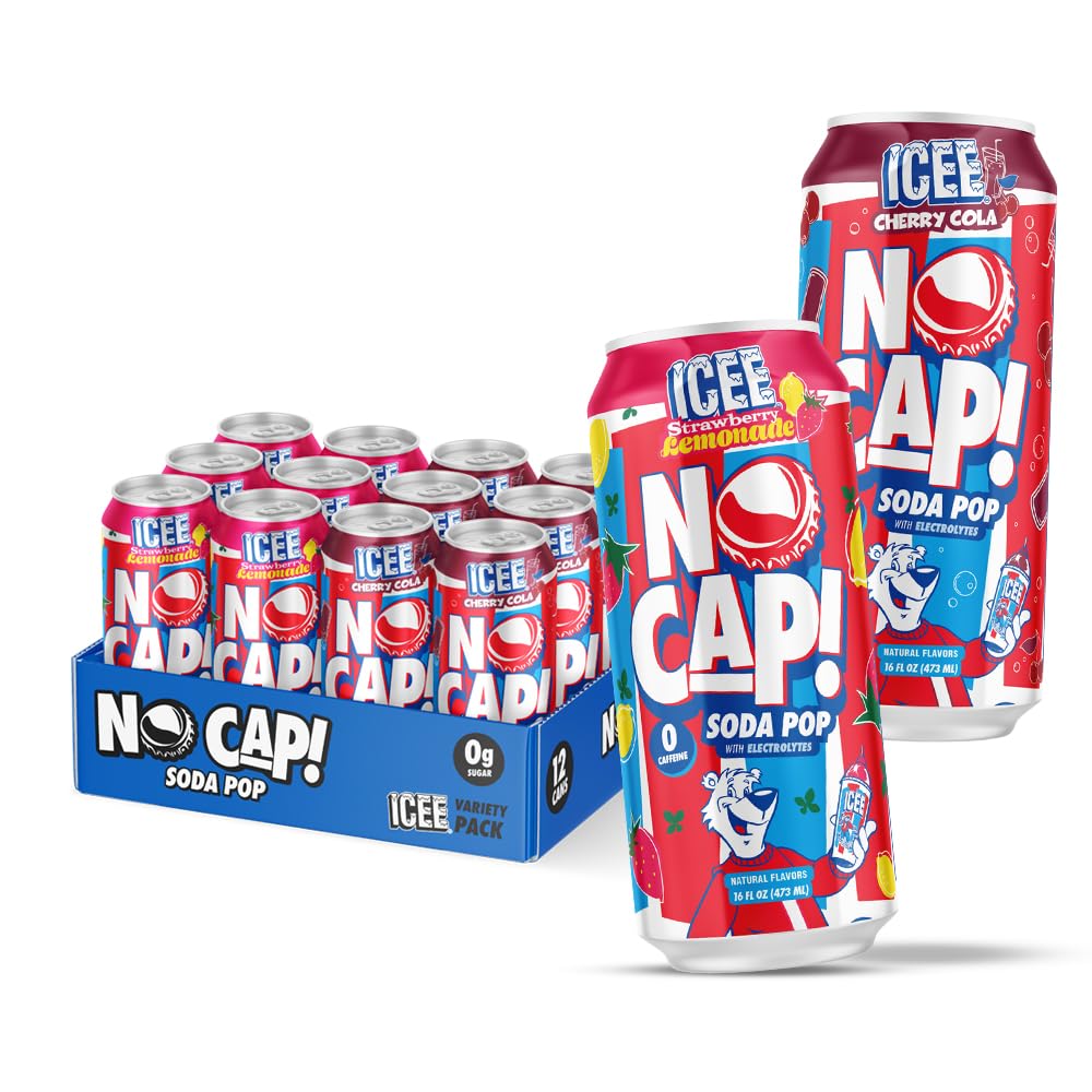 NO CAP! Soda Pop Cherry Cola can shown with zero sugar and zero calories for guilt-free refreshment.