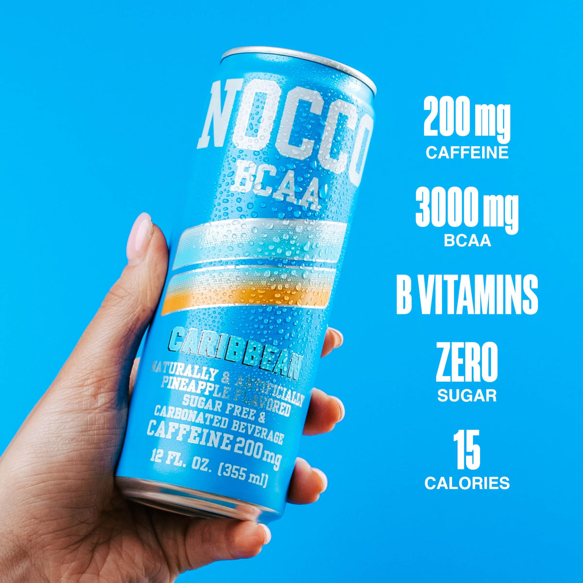 NOCCO energy drink with 180 mg caffeine for a fast pick-me-up.
