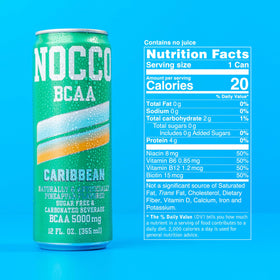 Vegan and gluten-free NOCCO BCAA option in fridge.