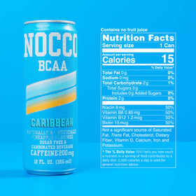 NOCCO Caribbean Pineapple pack of 12 slim cans for on-the-go refreshment.