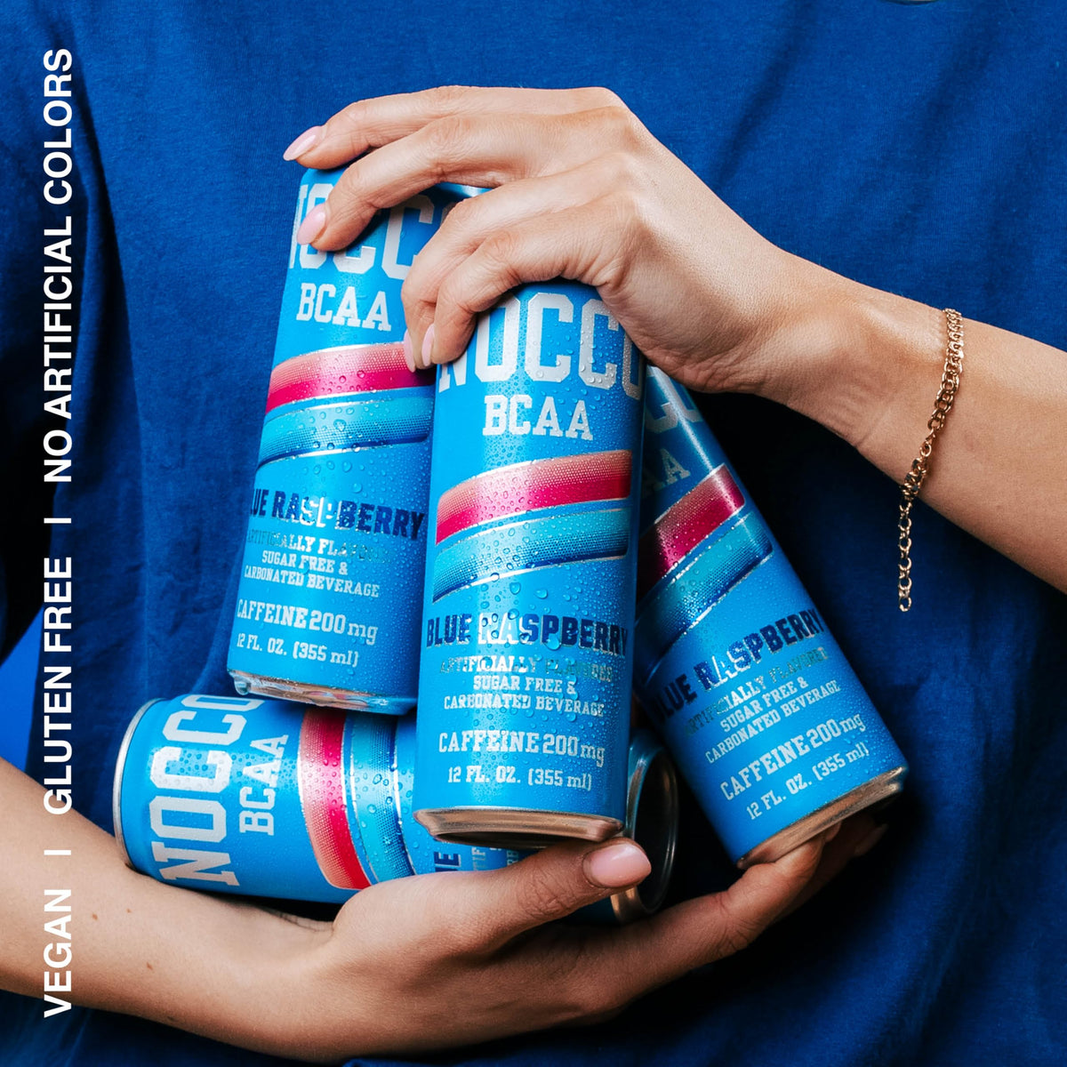 NOCCO Blue Raspberry 12-pack cans in a box for grab-and-go energy