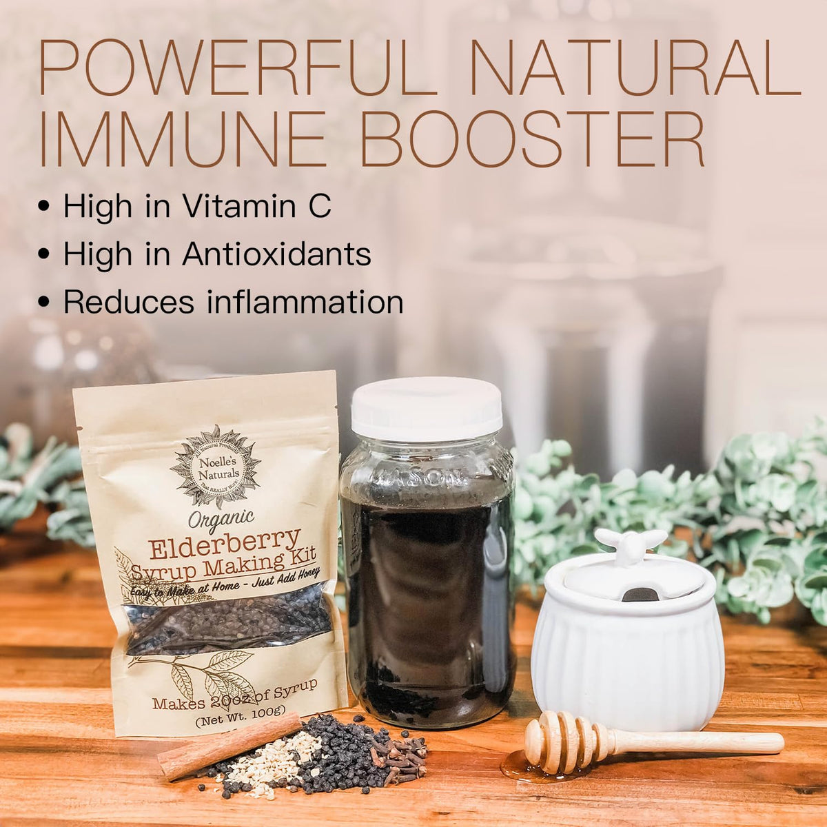 Noelle's Naturals dried elderberries provide rich flavor and vitamin C
