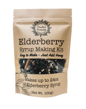 Noelle's Naturals kit yields a ready 24oz elderberry syrup batch