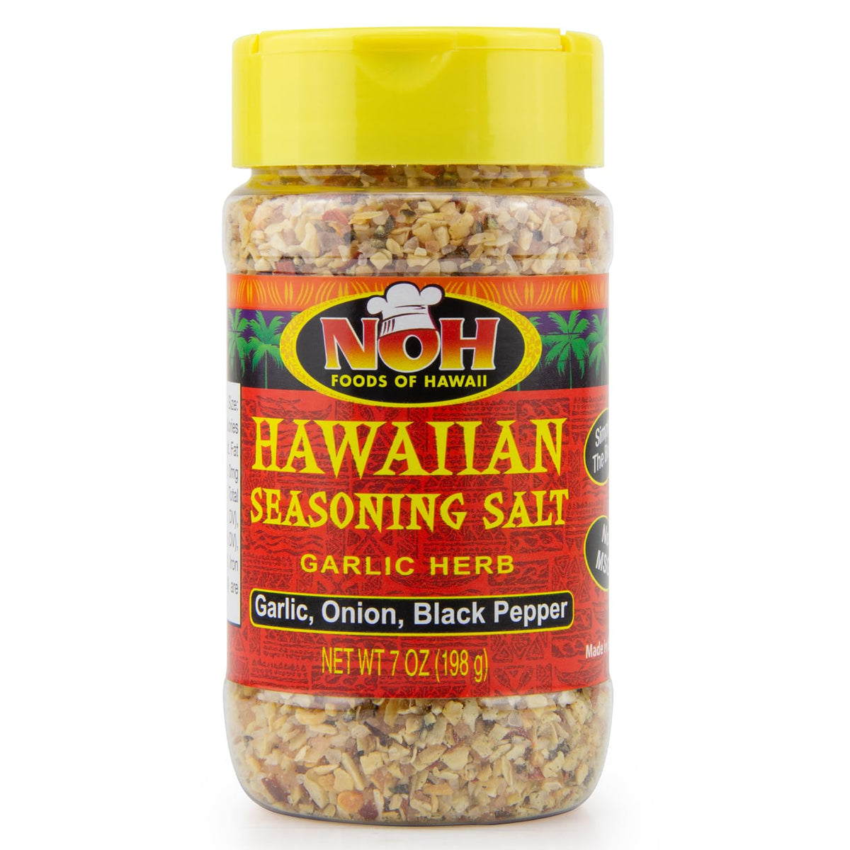 NOH Hawaiian Seasoning Salt bottle pour highlights tropical flavor for meat and seafood