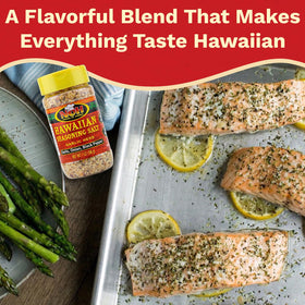 NOH Hawaiian Seasoning Salt spice blend in a bowl showing versatile seasoning for meats and seafood
