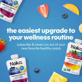 NOKA banana-strawberry-mango blend pouch with vitamins