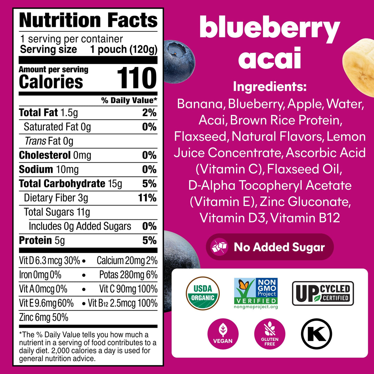 NOKA twelve-pack blueberry-acai pouches for family snacks