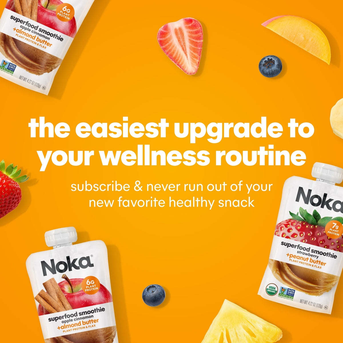 NOKA Kid-friendly fruit smoothie pouch for lunchboxes.