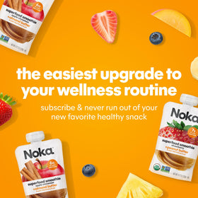 NOKA Kid-friendly fruit smoothie pouch for lunchboxes.