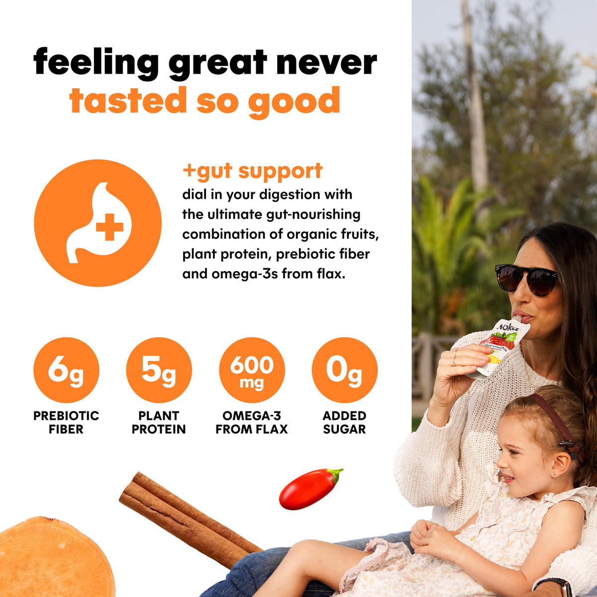NOKA label-detail shot emphasizes clean ingredients and no added sugar.