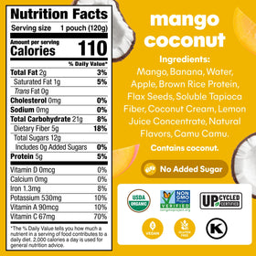 NOKA Mango Coconut pouch closed, ready for a quick healthy snack.