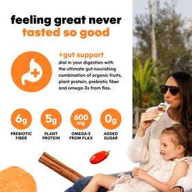NOKA pouch featuring prebiotic fiber supports gut-friendly snacking.