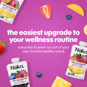 NOKA squeeze pouch designed for kids and adults.