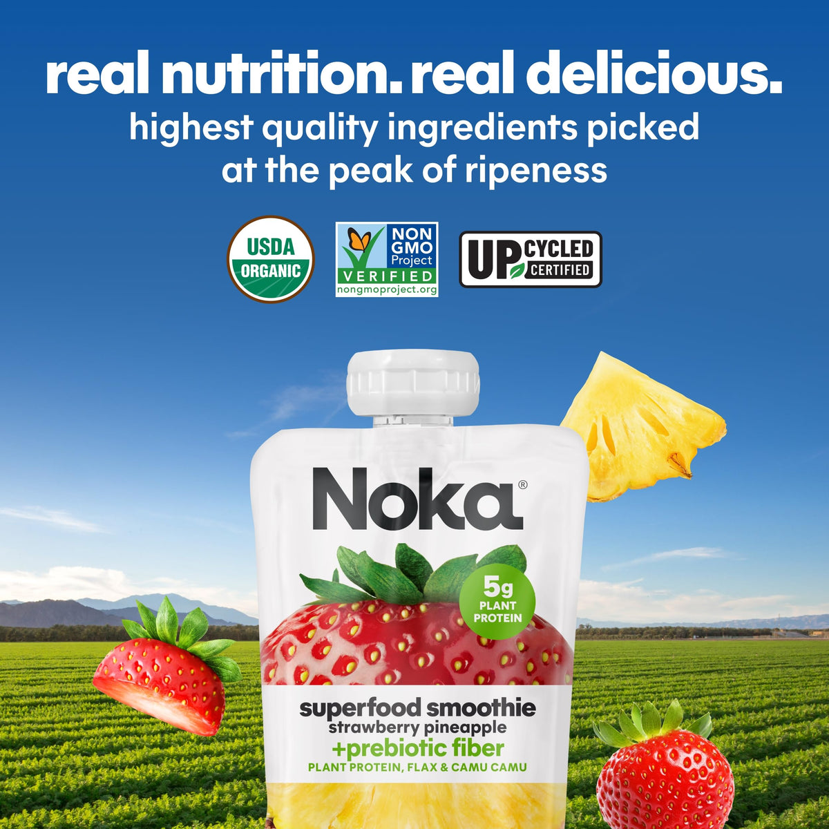 NOKA lunchbag-friendly smoothie pouch for school or work