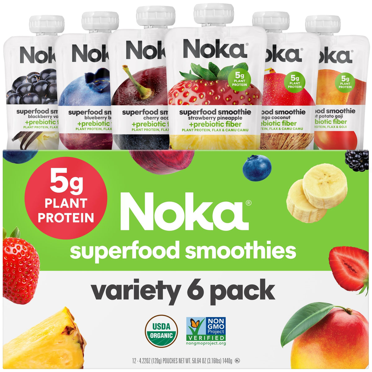 NOKA smoothie pouch Strawberry Pineapple for on-the-go healthy snack
