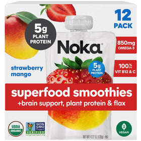 NOKA strawberry mango smoothie pouch ready for on-the-go snacking