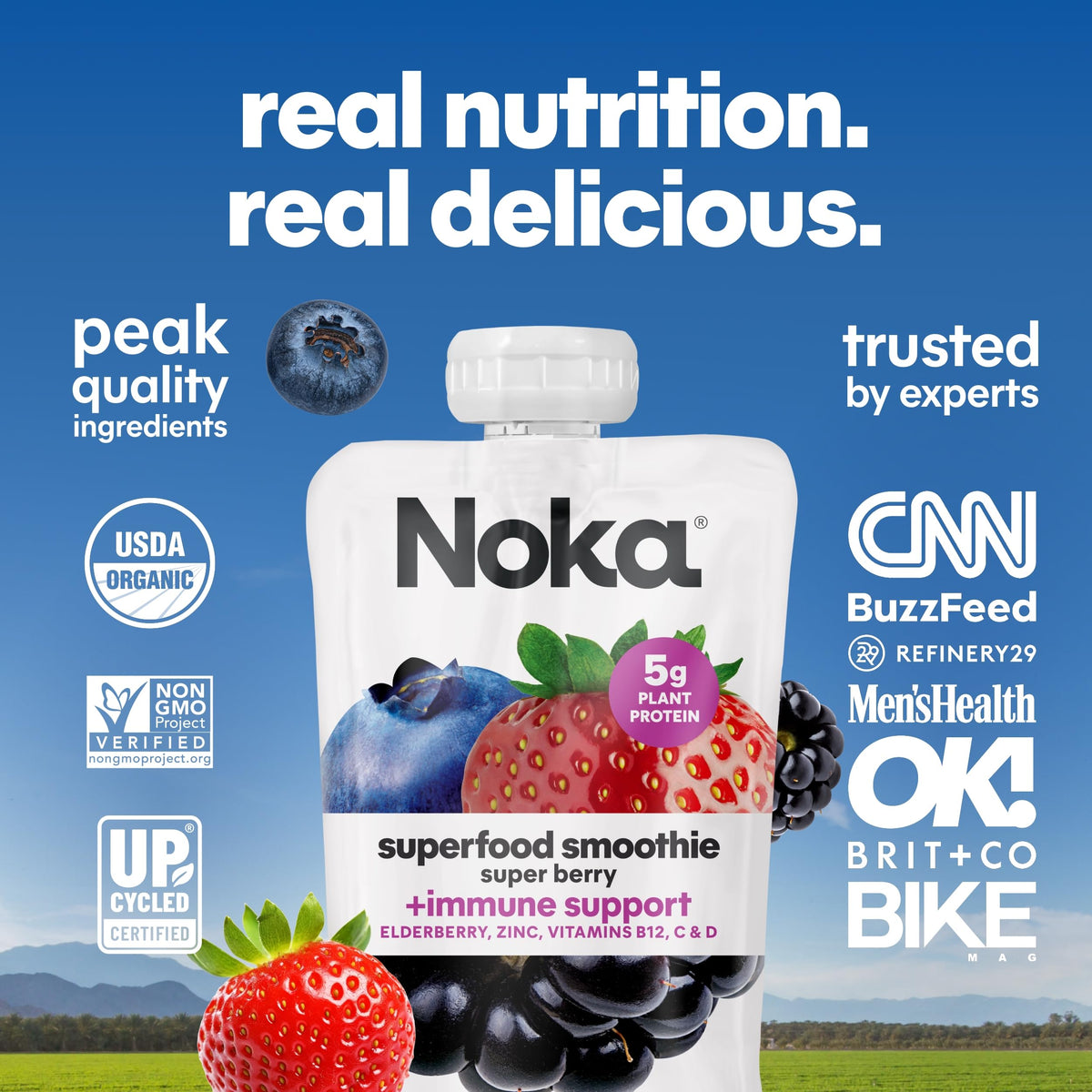 NOKA Superberry pouch ready-to-drink convenience.