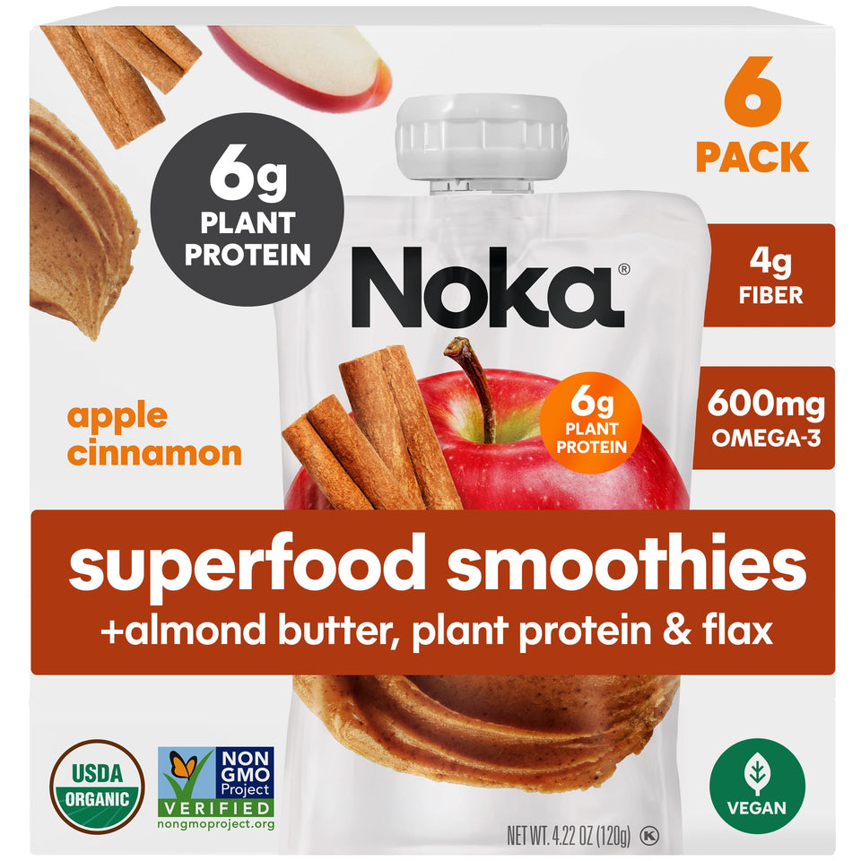 NOKA Superfood smoothie pouch for on-the-go snacks with plant protein.