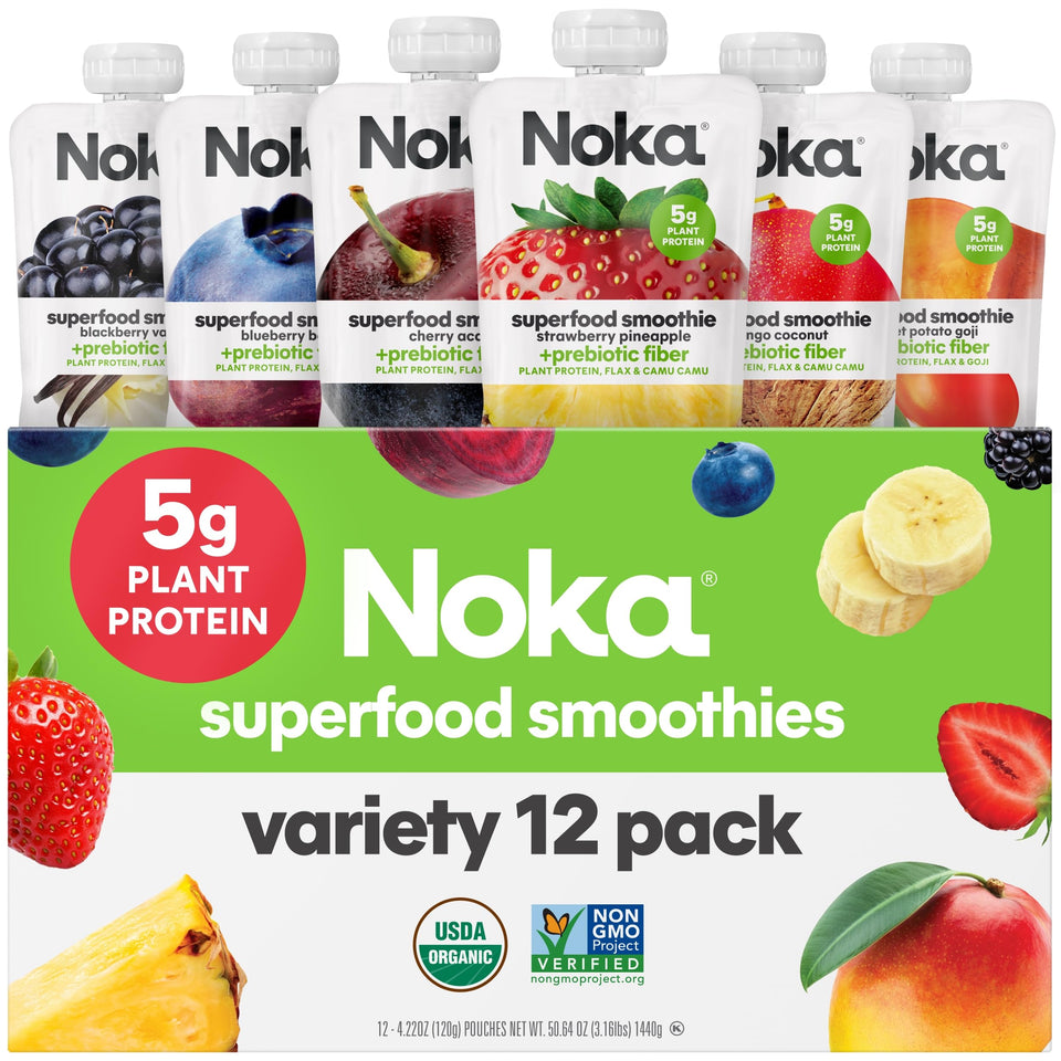 NOKA strawberry pineapple smoothie pouch, perfect on-the-go breakfast