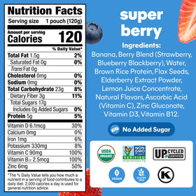NOKA Superfood Super Berry pouch close-up highlighting fresh berries