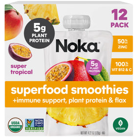 NOKA superfood tropical pouches ready for convenient, flavorful snacking.