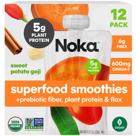 NOKA Sweet Potato Goji pouch front view, a convenient on-the-go healthy snack.