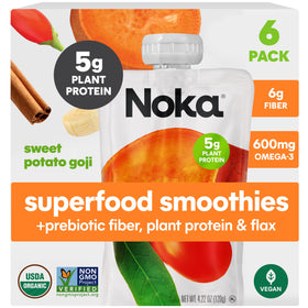 NOKA Sweet Potato Goji pouch on the go offers a convenient healthy snack.