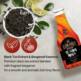 Dessert topping with Nokchawon Earl Grey Syrup over ice cream